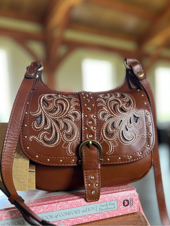 Patricia Nash Handbags - Patricia Nash Leather Studded Embroidered Crossbody Bag NWT